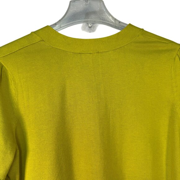 Talbots Womens Size X Knit Tie-Neck Chartreuse Short Sleeve Sweater - Picture 6 of 7